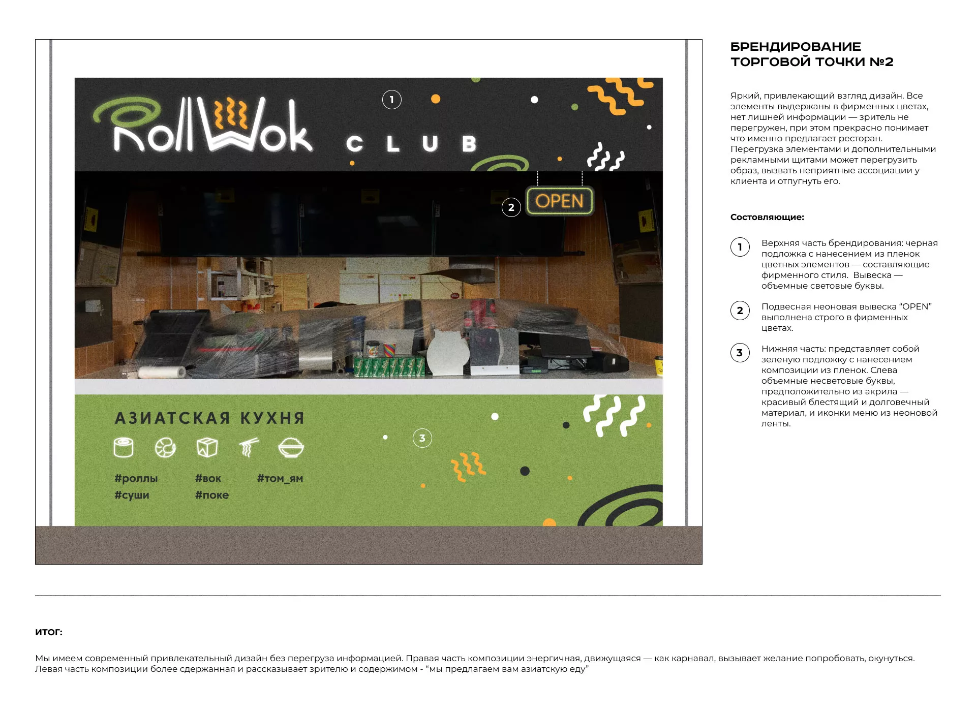 Брендирование торговых точек суши-бара «Roll Wok Club» в Волосово