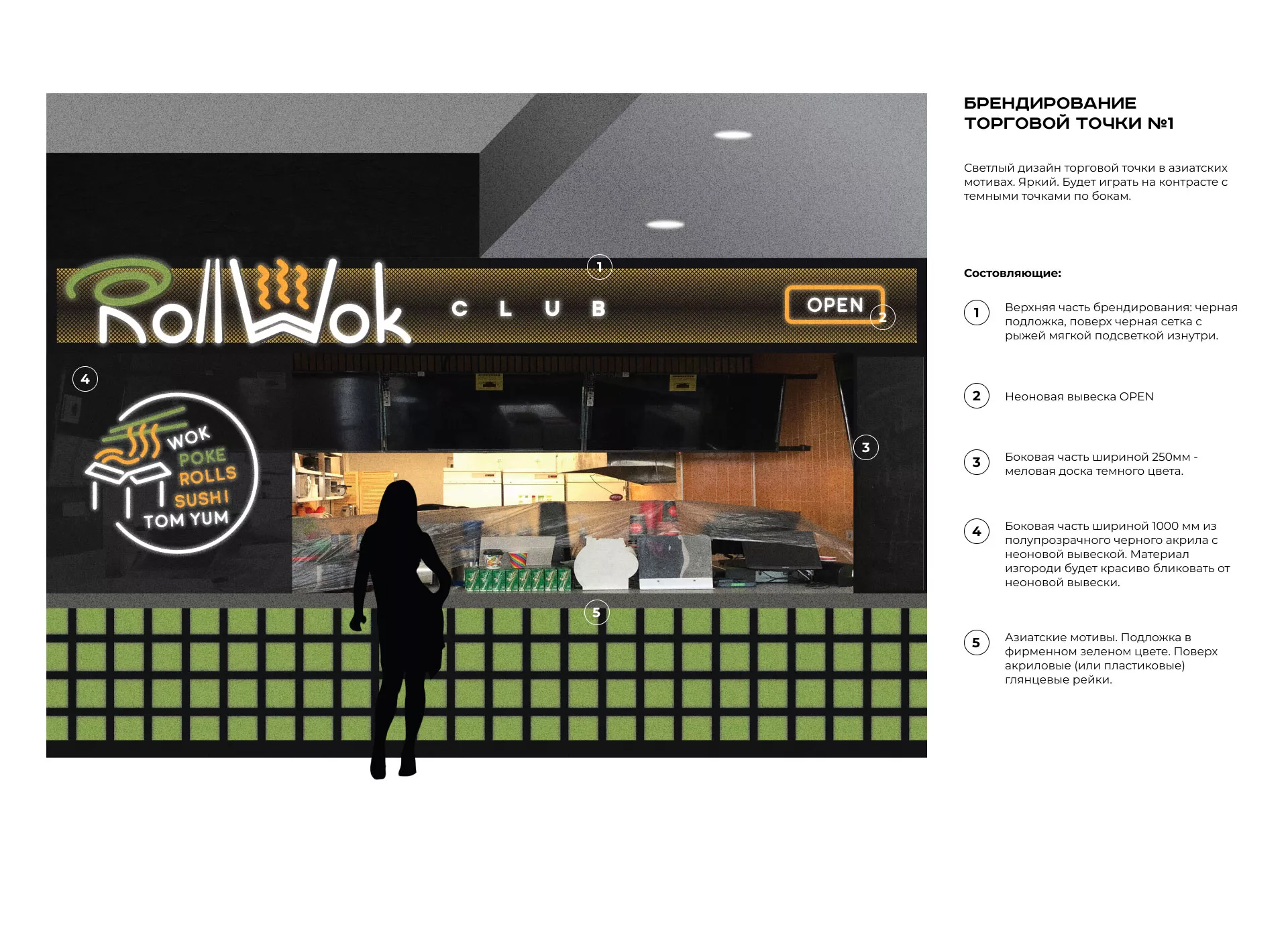 Брендирование торговых точек суши-бара «Roll Wok Club» в Волосово